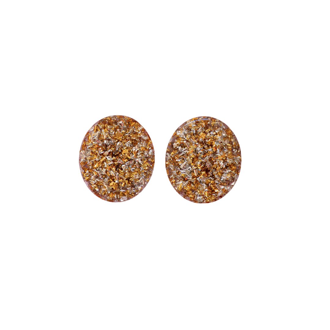 OLIVIA STUD EARRINGS TWO TONE LEAVES