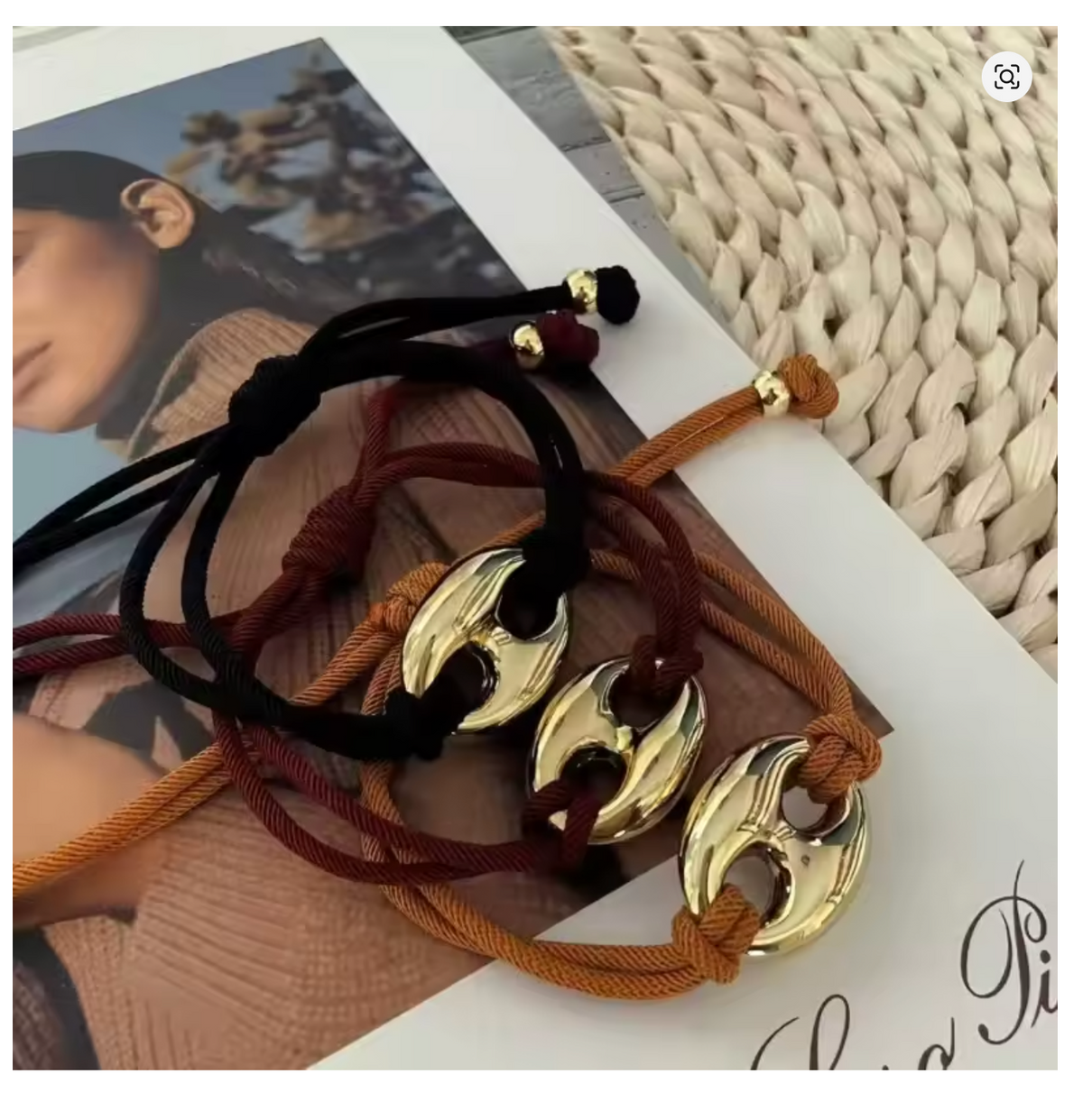 Cord bracelets with gold accents
