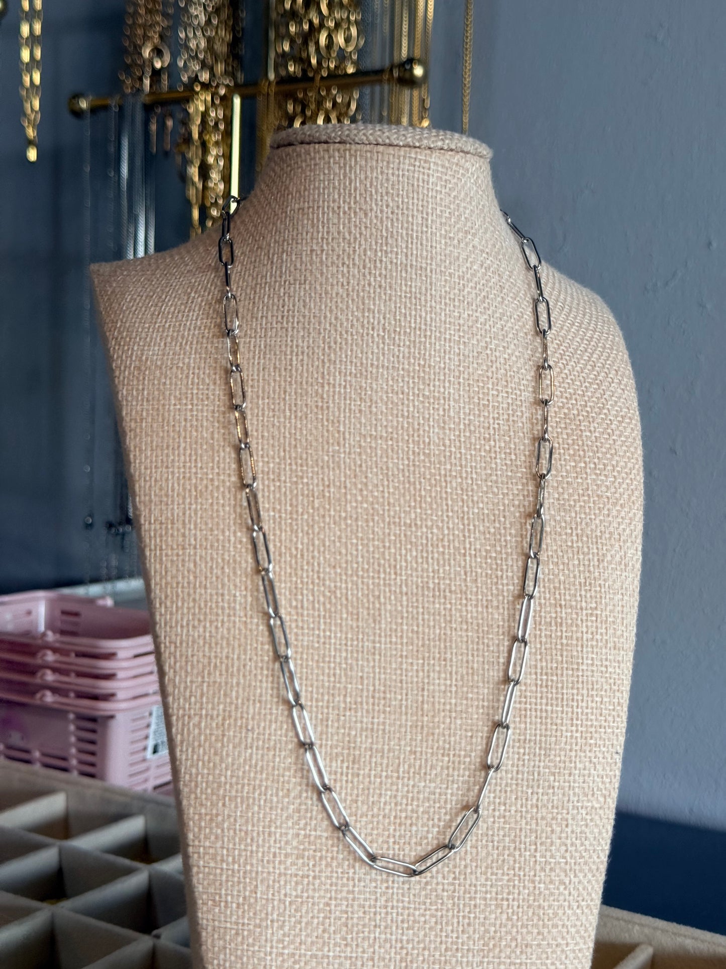 SEANA PAPERCLIP NECKLACE SILVER