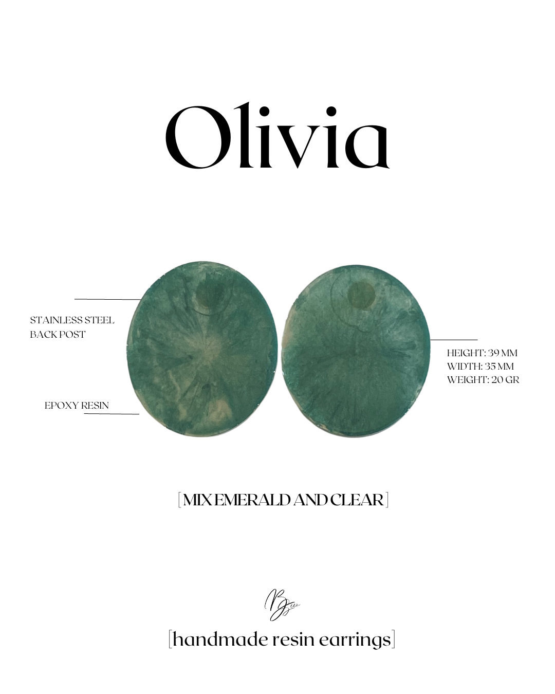 OLIVIA STUD EARRINGS GREEN