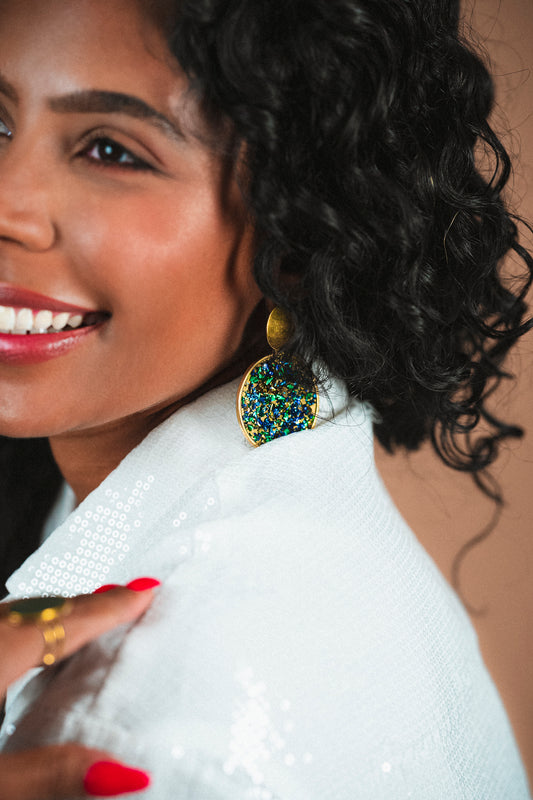 DAISY EARRINGS BLUE AND GREEN MIX