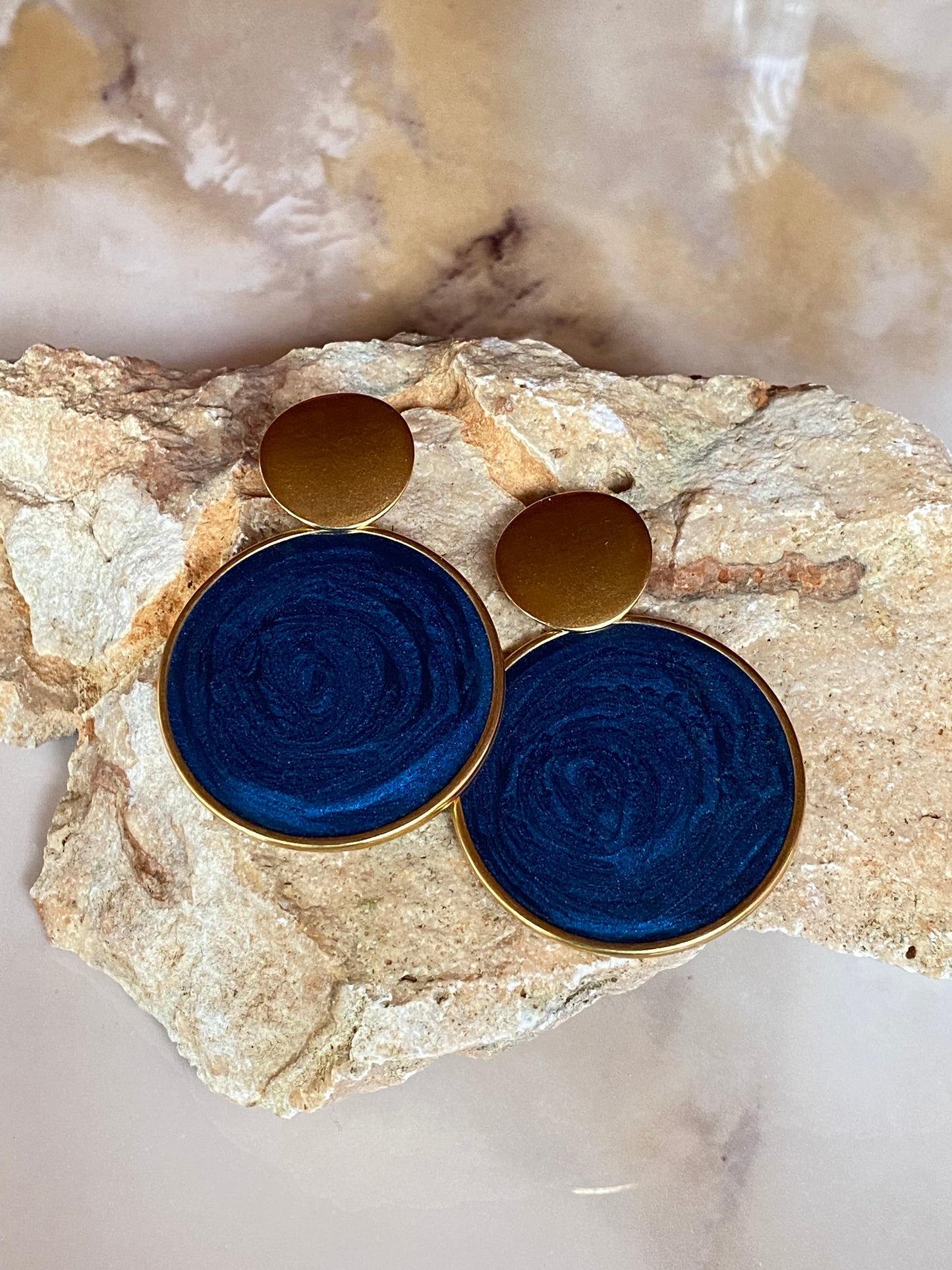 DAISY EARRINGS NAVY