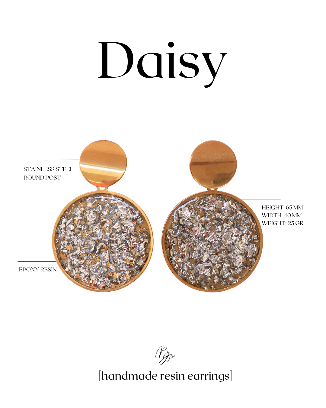 DAISY EARRING SILVER FLAKES