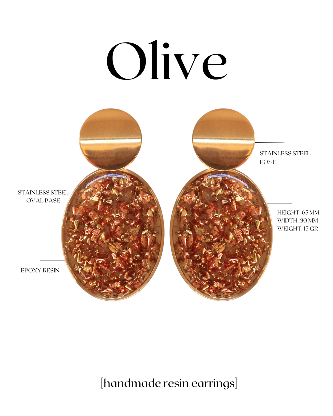 OLIVE EARRINGS GOLD AND ROSE GOLD FLAKES