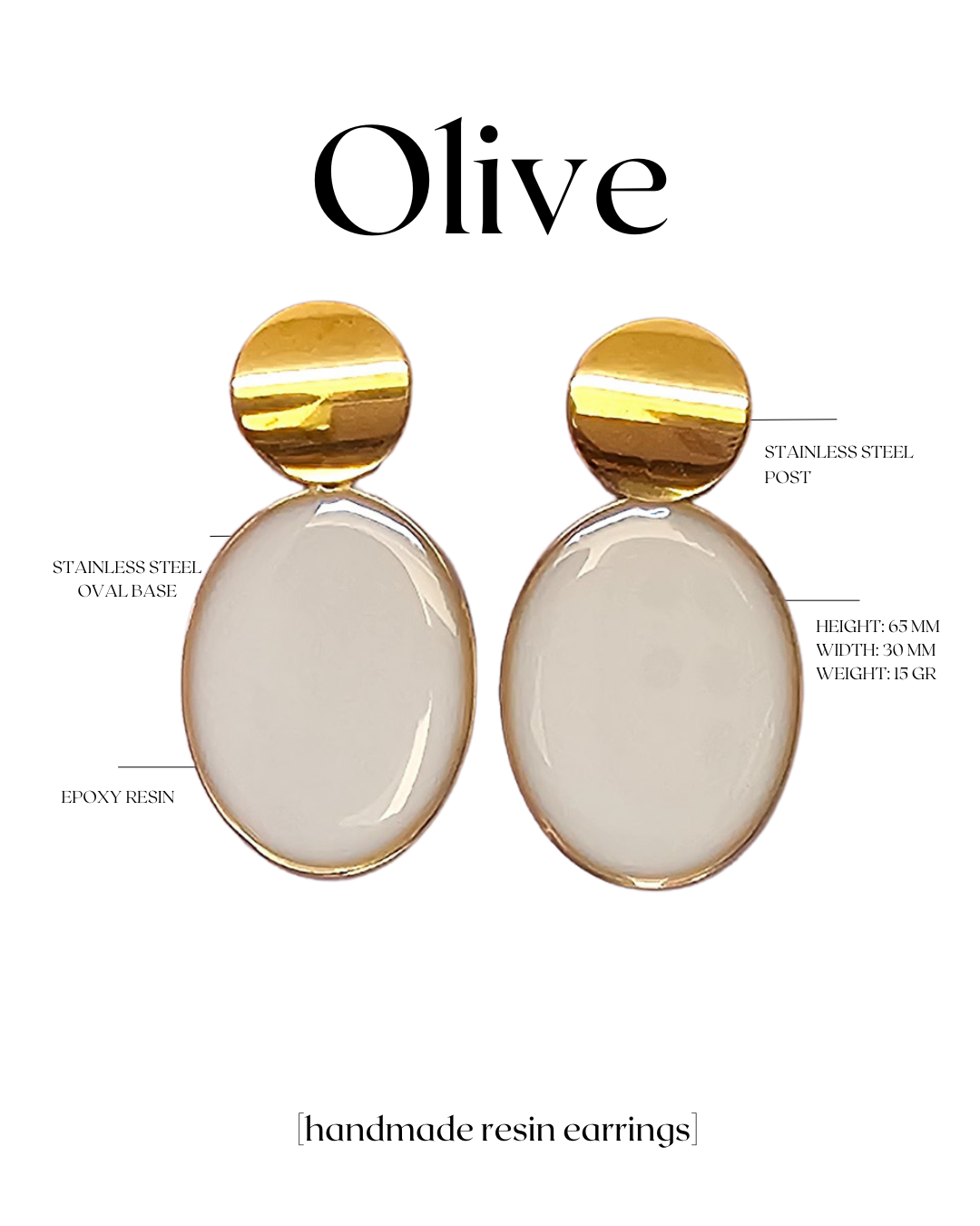 OLIVE EARRINGS MILKY WHITE