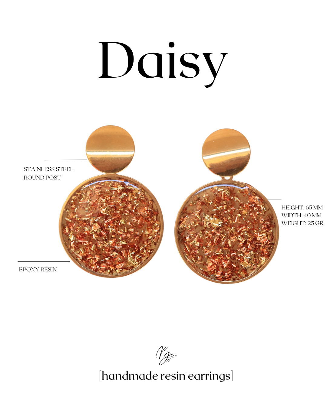 DAISY EARRINGS GOLD AND ROSE GOLD FLAKES