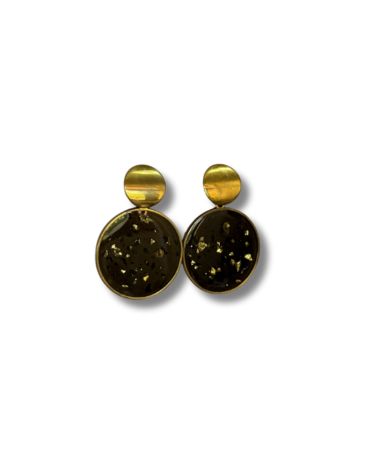 BLACK AND GOLD DAISY EARRINGS