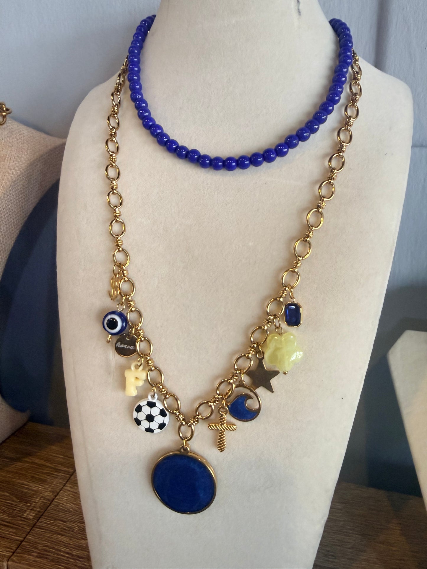 BSEEN IN BLUE CHARM NECKLACE